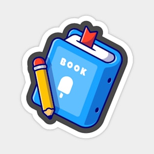 Book And Pencil Cartoon Illustration Magnet