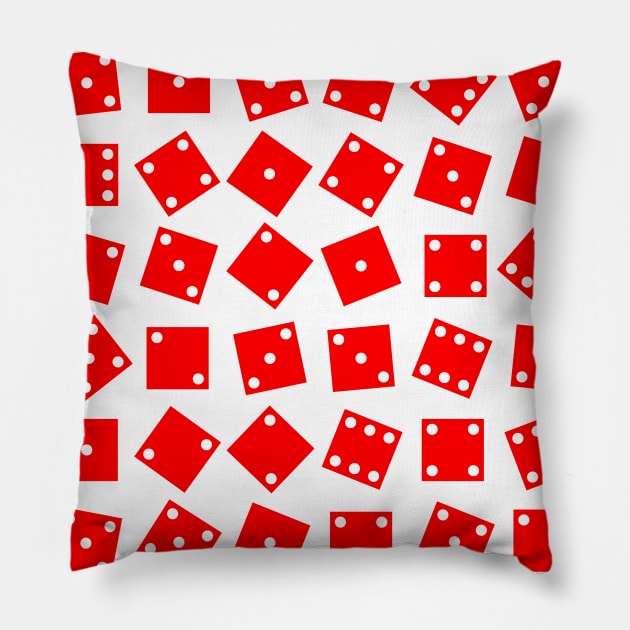 Lucky Red Las Vegas Dice Pattern Pillow by Brobocop