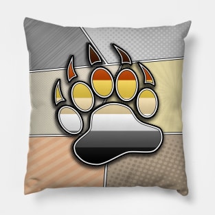 Halftone Gay Bear Pride Paw with Flag Background Pillow