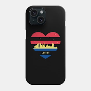 England Skyline cityscape Heart Shape Birds Flying London Phone Case