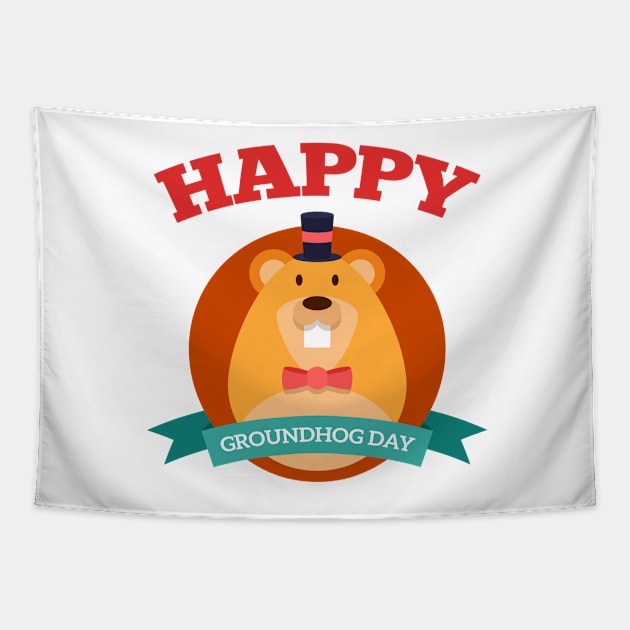 Happy Groundhog Day 2021 Tapestry by vladocar