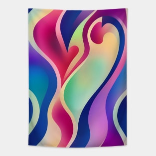 Multicolor Heart Flame Abstract Tapestry