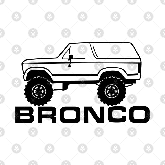 1980-1986 Ford Bronco Side, w/Tires, Black Print by The OBS Apparel