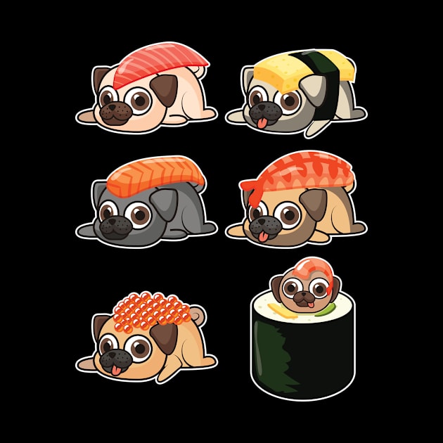 'Grumpy Sushi Pug' Funny Sushi Gift by ourwackyhome