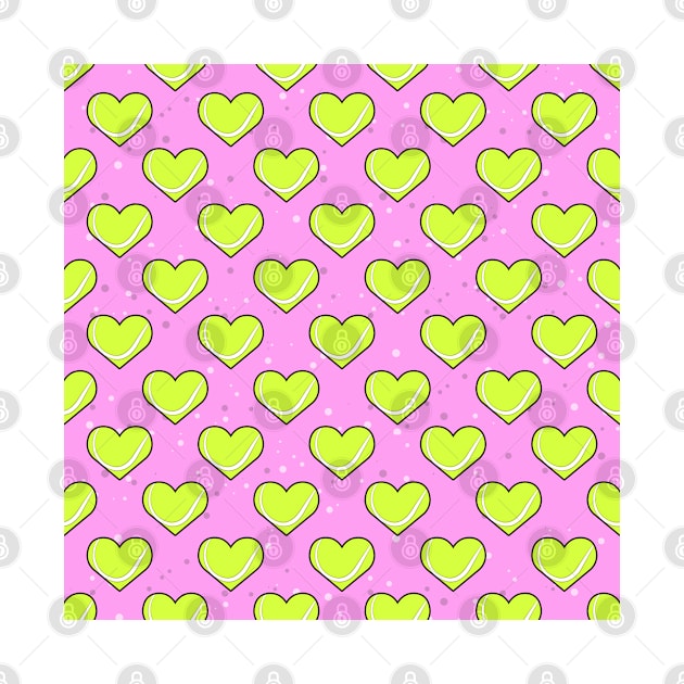 Tennis Ball Texture In Heart Shape - Pattern on Pink Background by DesignWood-Sport