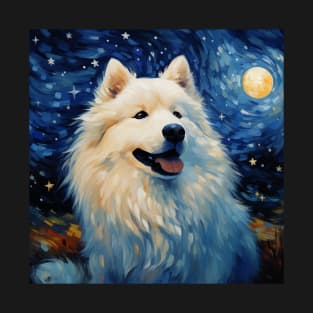 Samoyed at Night painting T-Shirt