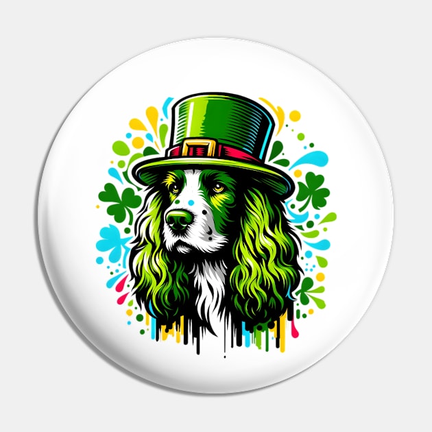 Irish Water Spaniel Enjoys Saint Patrick's Day Pin by ArtRUs