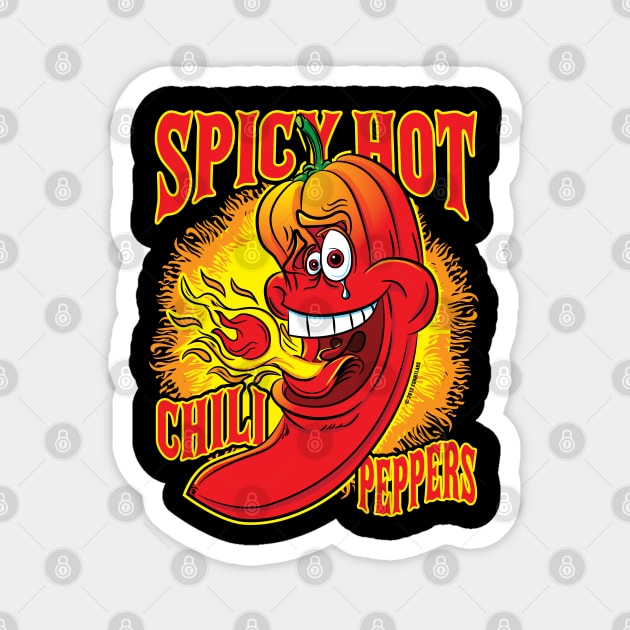 Spicy Flaming Red Hot Chili Peppers Magnet by eShirtLabs