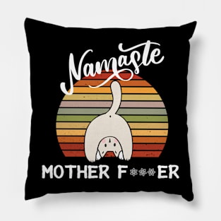 Yoga cat Yogavidya Namaste Mother Motherfcker Vintage Pillow