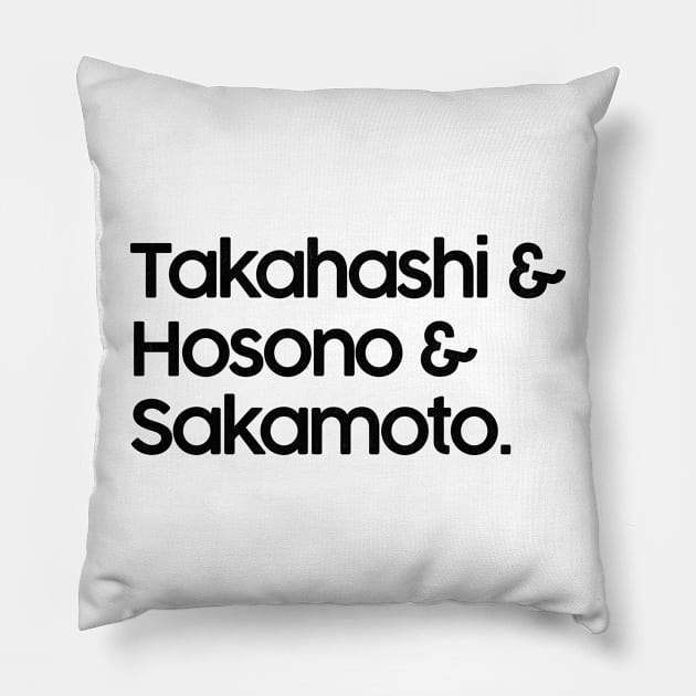 Yellow Magic Orchestra Names List Pillow by unknown_pleasures