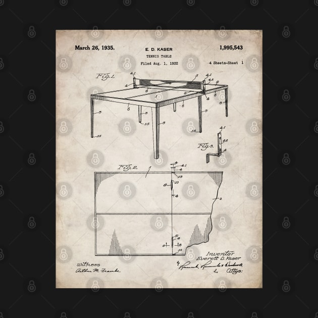 Table Tennis Patent - Ping Pong Fan Tennis Player Art - Antique by patentpress