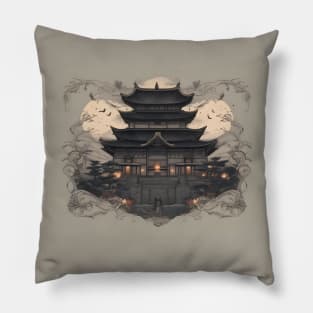 Old Mysterious Japanese Castle Pillow