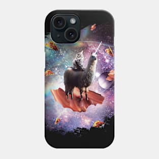 Space Cat Riding Llama Unicorn - Bacon & Taco Phone Case