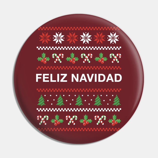 Feliz Navidad Ugly Christmas Design Latino Xmas Pin by UNDERGROUNDROOTS