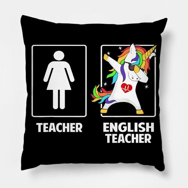 English Teacher Unicorn Dabbing Funny T Shirt Gifts Dab Dabs Pillow by Haley Tokey