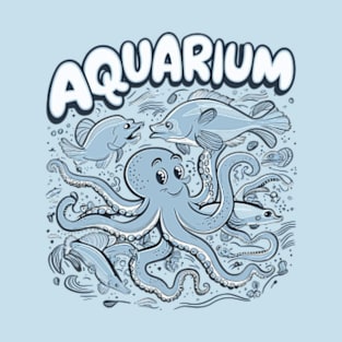 octopus and other marine creatures interacting with each othe T-Shirt