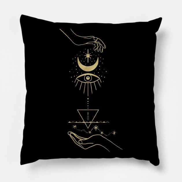 Between Heaven and Earth | Magic Spell Collection | Gold Variant Pillow by thepinecones