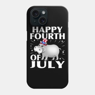 Happy 4th of July USA Patriotic Hippo Phone Case