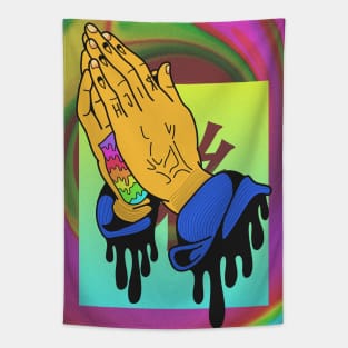 Dope jesus hands praying illustration Tapestry