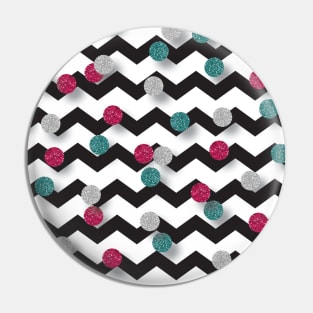 Black and White Zig Zag with Glitter style Dots Pin