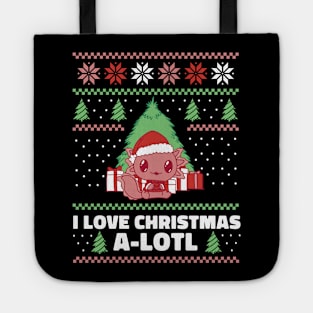 Cute axolotl christmas sweater Tote