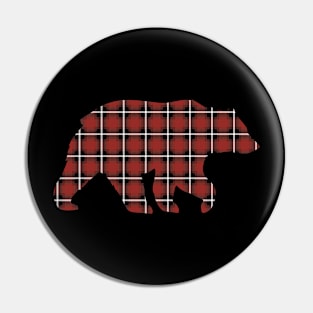 Red Plaid Bear Pin