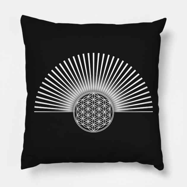 FLOWER OF LIFE bright Solid White Pillow by EDDArt