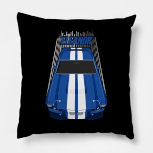 Ford Mustang Shelby GT500 Eleanor 1967 Fastback - Blue and White Stripes Pillow