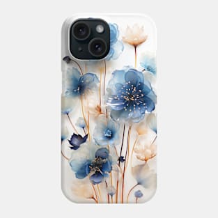 Blue Art Line Flowers Phone Case