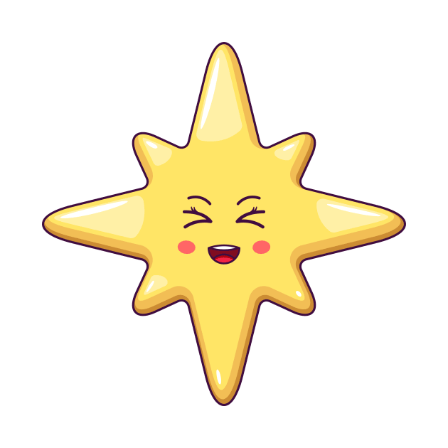 Cartoon Kawaii Christmas Star with Laughing Face by DmitryMayer