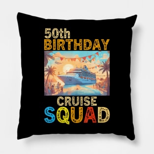 50Th Birthday Cruise Squad 2024 Matching Family Pillow