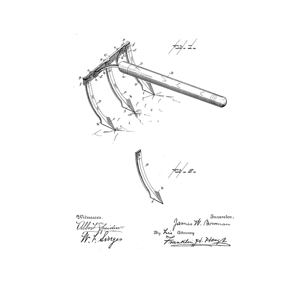 Hand Garden Cultivator Vintage Patent Hand Drawing by TheYoungDesigns