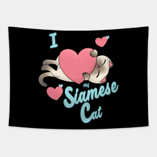 I Heart My Siamese Cat cute kawaii love alternate Tapestry