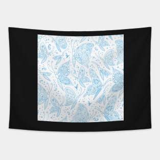 Paisley butterflies white-blue Tapestry