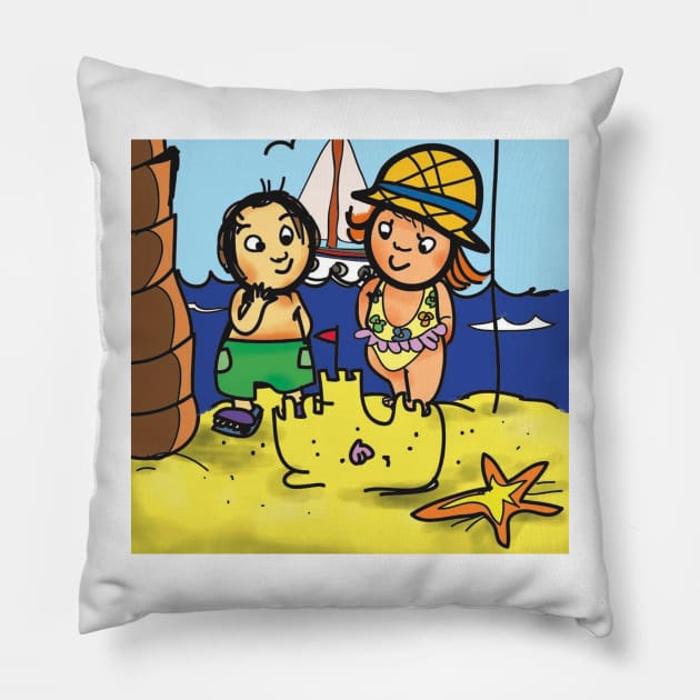 From my children's colouring book heatwaves Pillow by markatos