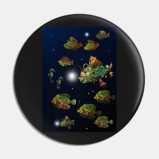 Steampunk Fish Shoal 2 Pin