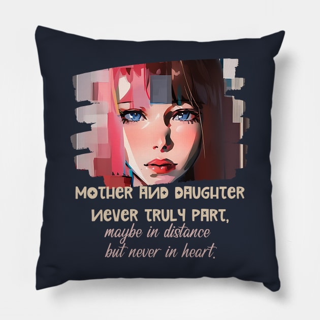 Mother and daughter never truly part, maybe in distance but never in heart. Pillow by PersianFMts