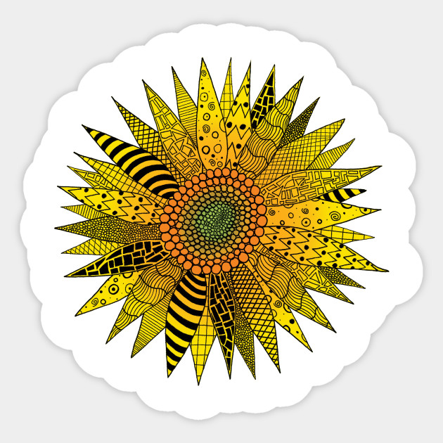 Zentangle Sunflower Sunflower Aufkleber Teepublic De