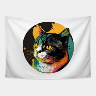 Round Up Your Style with Unique and Adorable Cat Designs - Discover the Purrfect Round Cat Art Collection! Tapestry