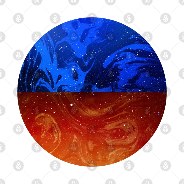 Circular Blue Orange Marble by Art Designs