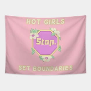 Hot Girls Set Boundaries Stop Sign Tapestry