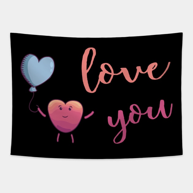 i love you heart with balloon valentines day gift Tapestry by Lomitasu