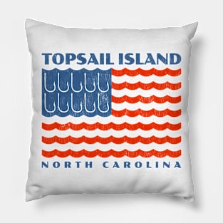 Topsail Island, NC Patriotic Fishing Flag Pillow