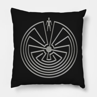 MAN IN THE MAZE - metal SILVER style Symbol Pillow