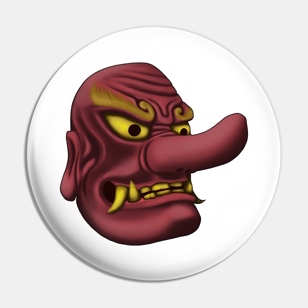 Tengu Mask Pin by ThataArtwork