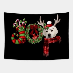 Christmas Joy Dwarf Stocking Reindeer White Labrador Tapestry