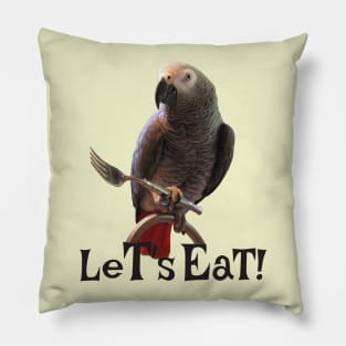 African Grey Parrot Let's Eat Pillow