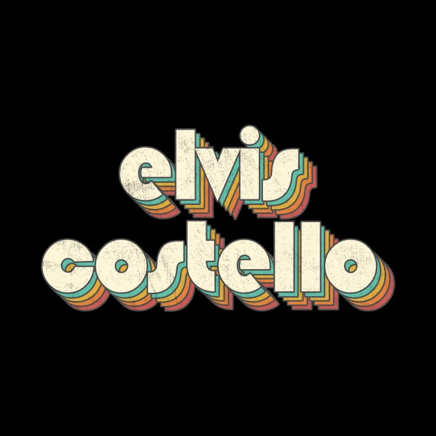 Retro Vintage Rainbow Elvis Letters Distressed Style by Cables Skull Design