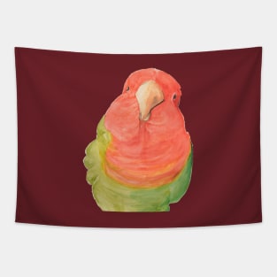 Watercolor loverbird lovebird parrot bird pink and green Tapestry