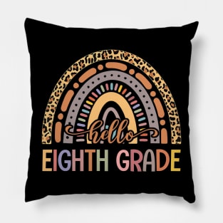 Hello Eighth Grade Leopard Rainbow Back To School Pillow